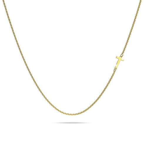 Bold Alphabet Letter Initial Charm Necklace in Gold Tone